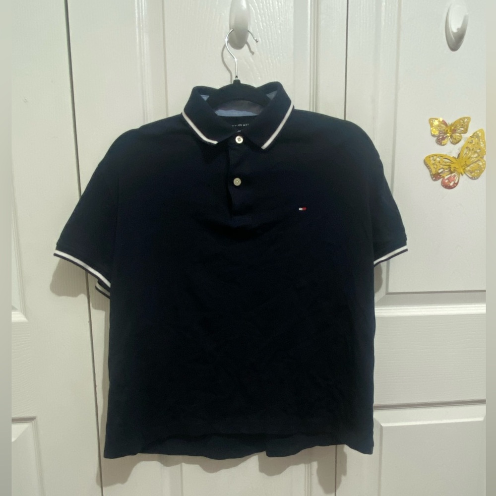 Tommy Hilfiger Dark Blue Polo with White Trim